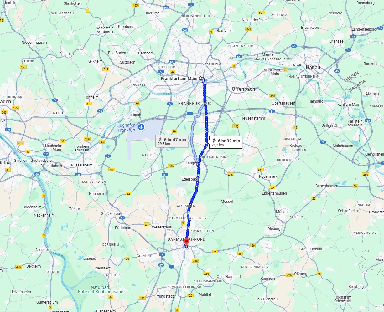 Anreise von Frankfurt am Main Zu Darmstadt Über 