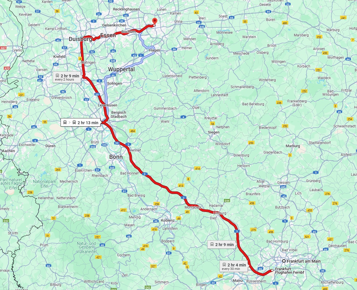 Anreise von Frankfurt am Main Zu Dortmund Über 