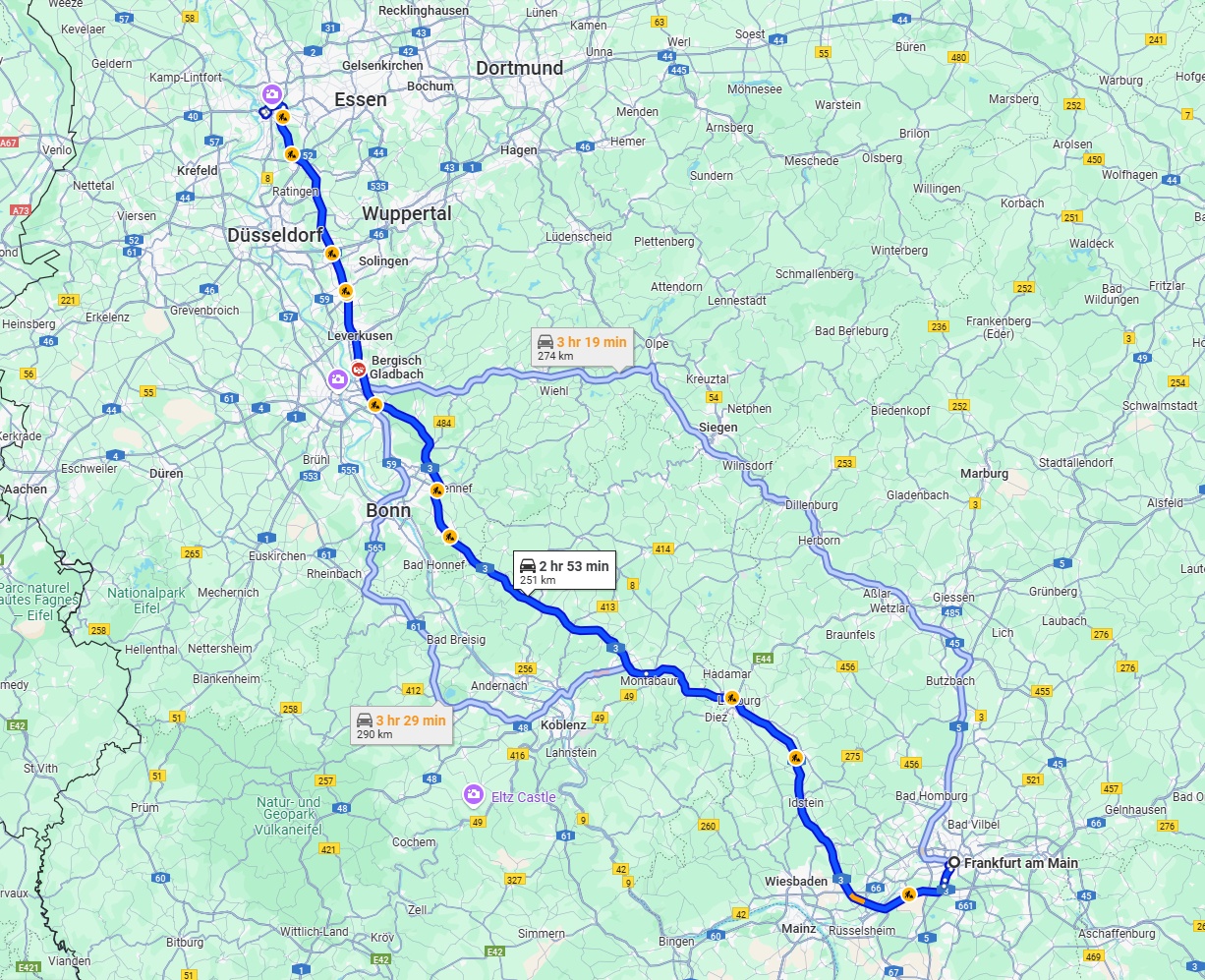 Anreise von Frankfurt am Main Zu Duisburg Über via A3