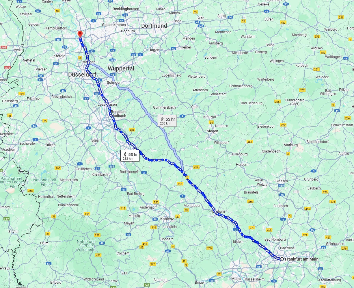 Anreise von Frankfurt am Main Zu Duisburg Über 