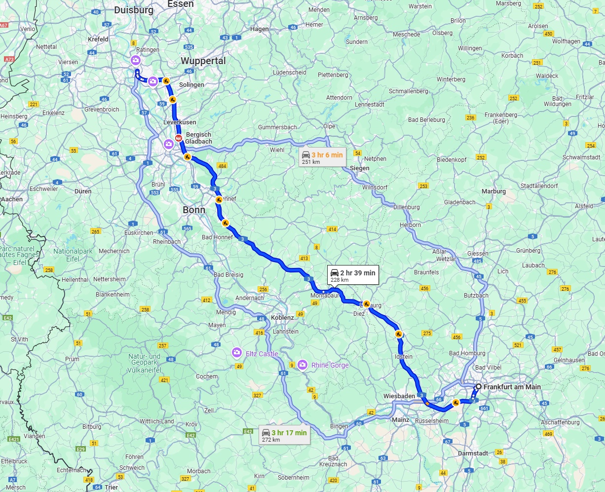 Anreise von Frankfurt am Main Zu Düsseldorf Über via A3