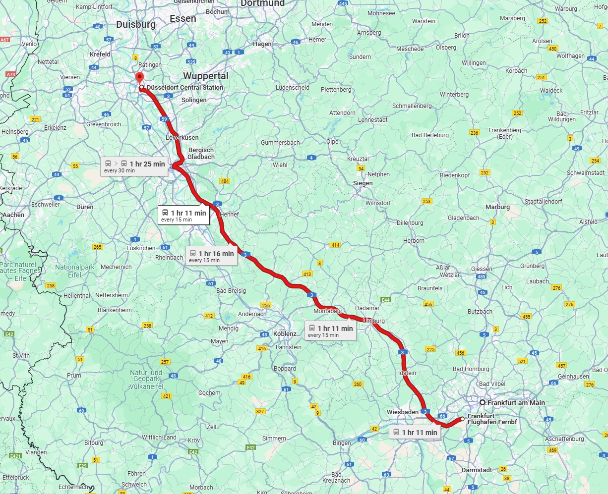 Anreise von Frankfurt am Main Zu Düsseldorf Über 