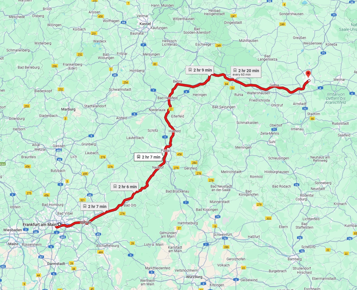 Anreise von Frankfurt am Main Zu Erfurt Über 