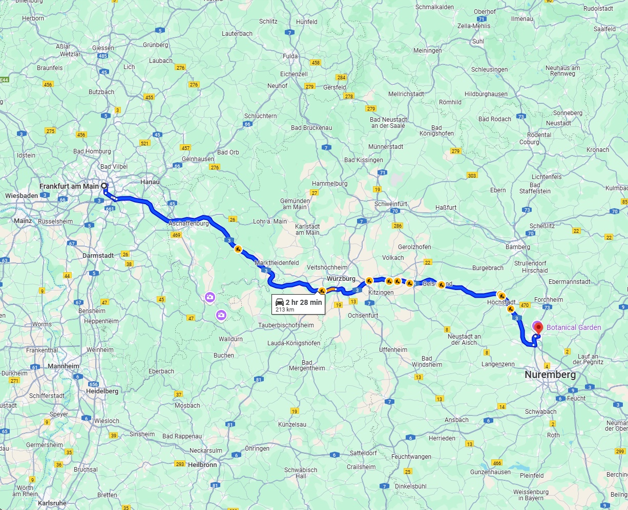 Anreise von Frankfurt am Main Zu Erlangen Über via A3