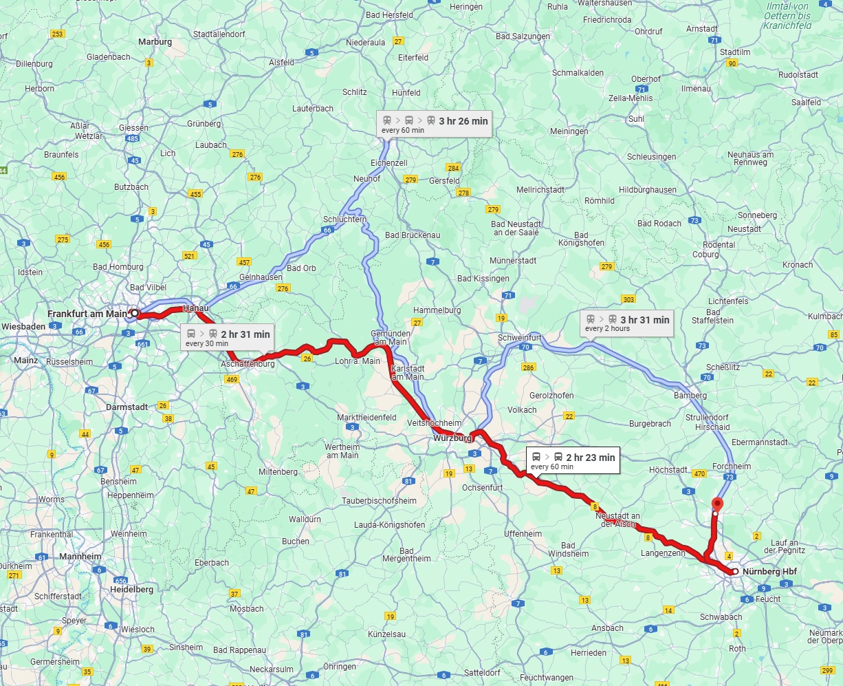 Anreise von Frankfurt am Main Zu Erlangen Über 