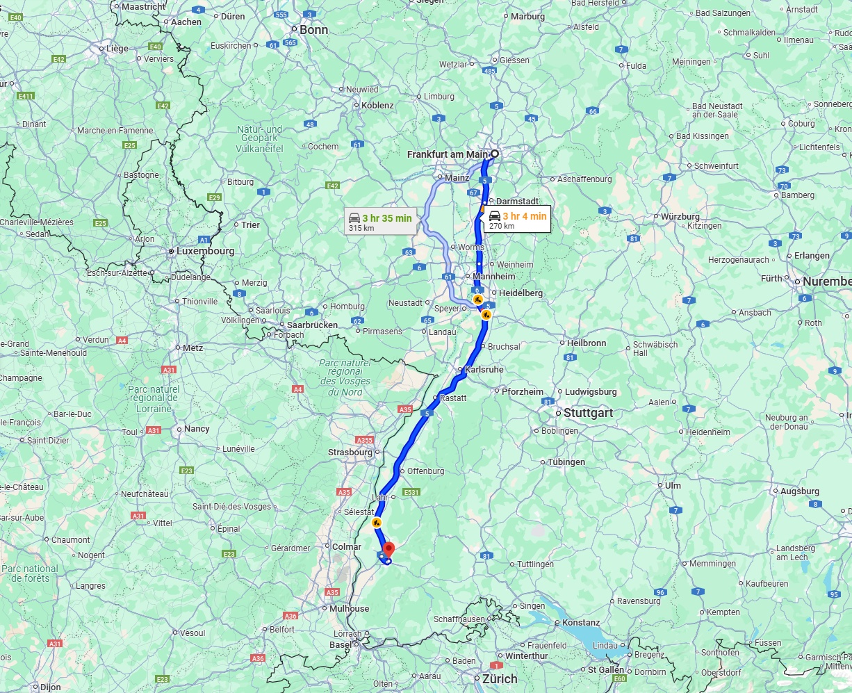 Anreise von Frankfurt am Main Zu Freiburg im Breisgau Über via A5