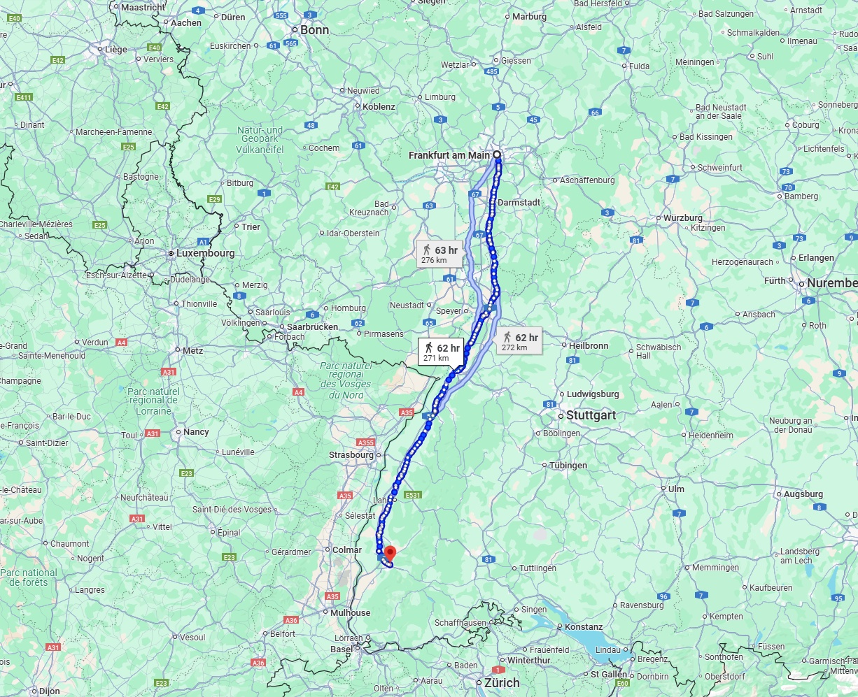 Anreise von Frankfurt am Main Zu Freiburg im Breisgau Über 