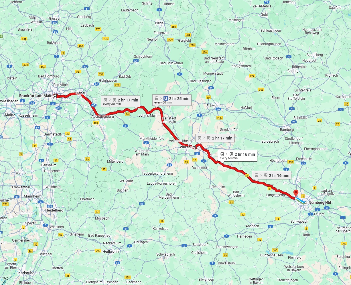 Anreise von Frankfurt am Main Zu Fürth Über 