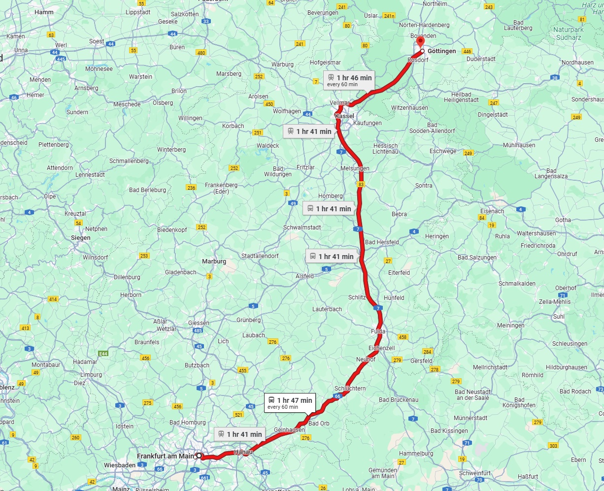 Anreise von Frankfurt am Main Zu Göttingen Über 