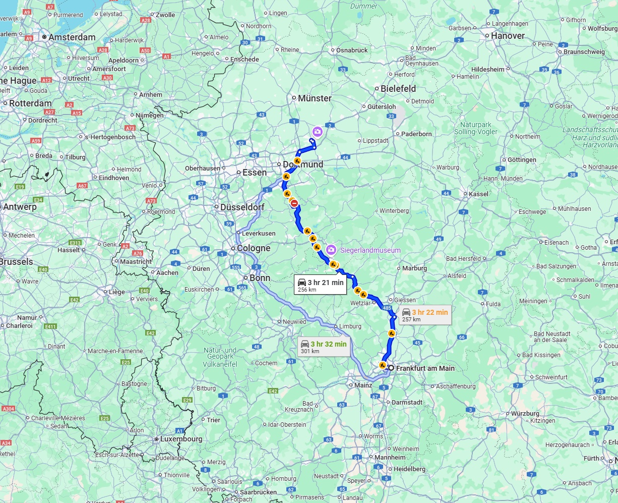 Anreise von Frankfurt am Main Zu Hamm Über via A45