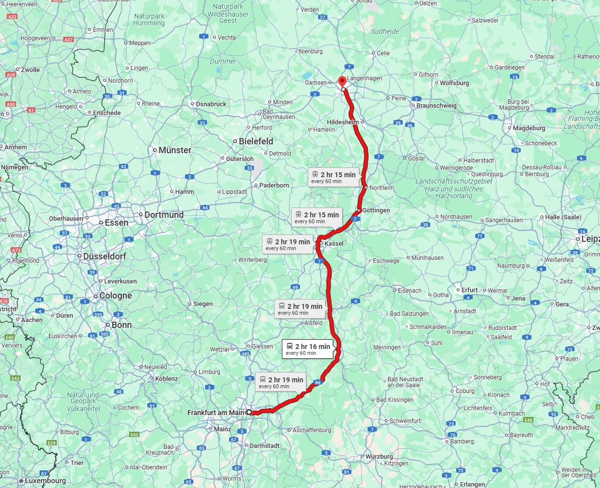 Anreise von Frankfurt am Main Zu Hannover Über 
