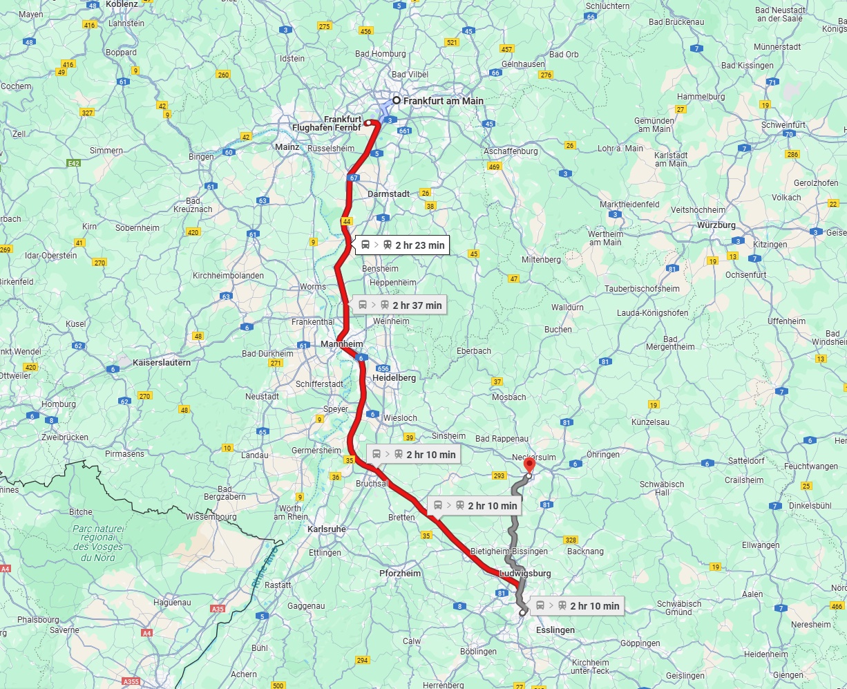 Anreise von Frankfurt am Main Zu Heilbronn Über 