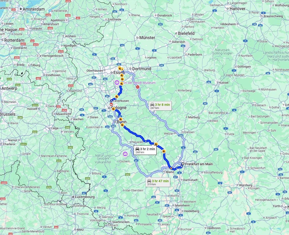 Anreise von Frankfurt am Main Zu Herne Über via A3