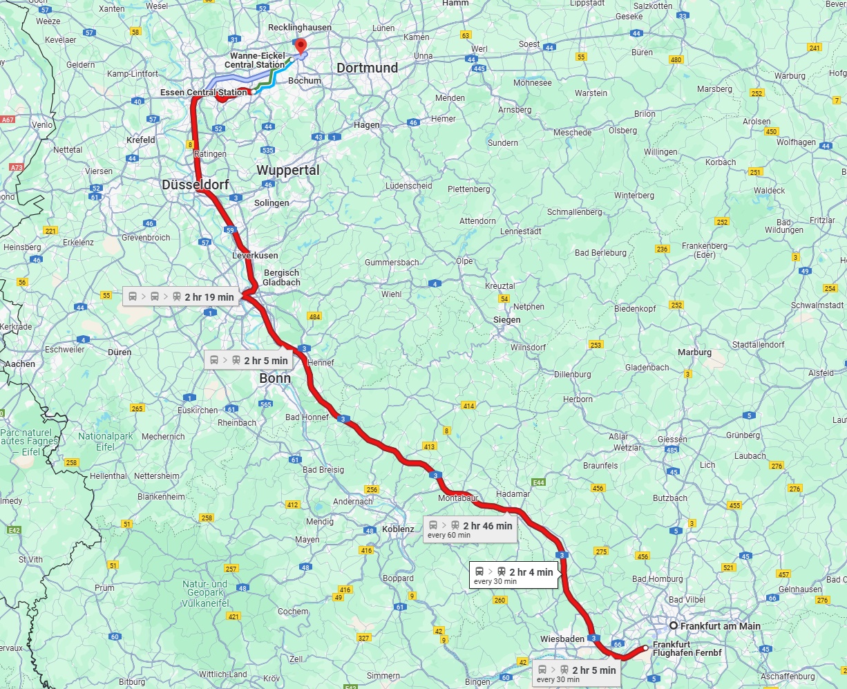 Anreise von Frankfurt am Main Zu Herne Über 