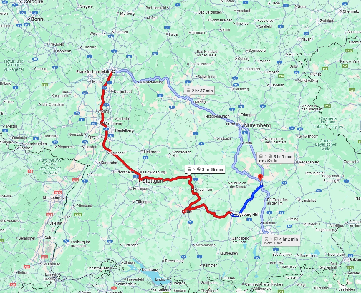 Anreise von Frankfurt am Main Zu Ingolstadt Über 