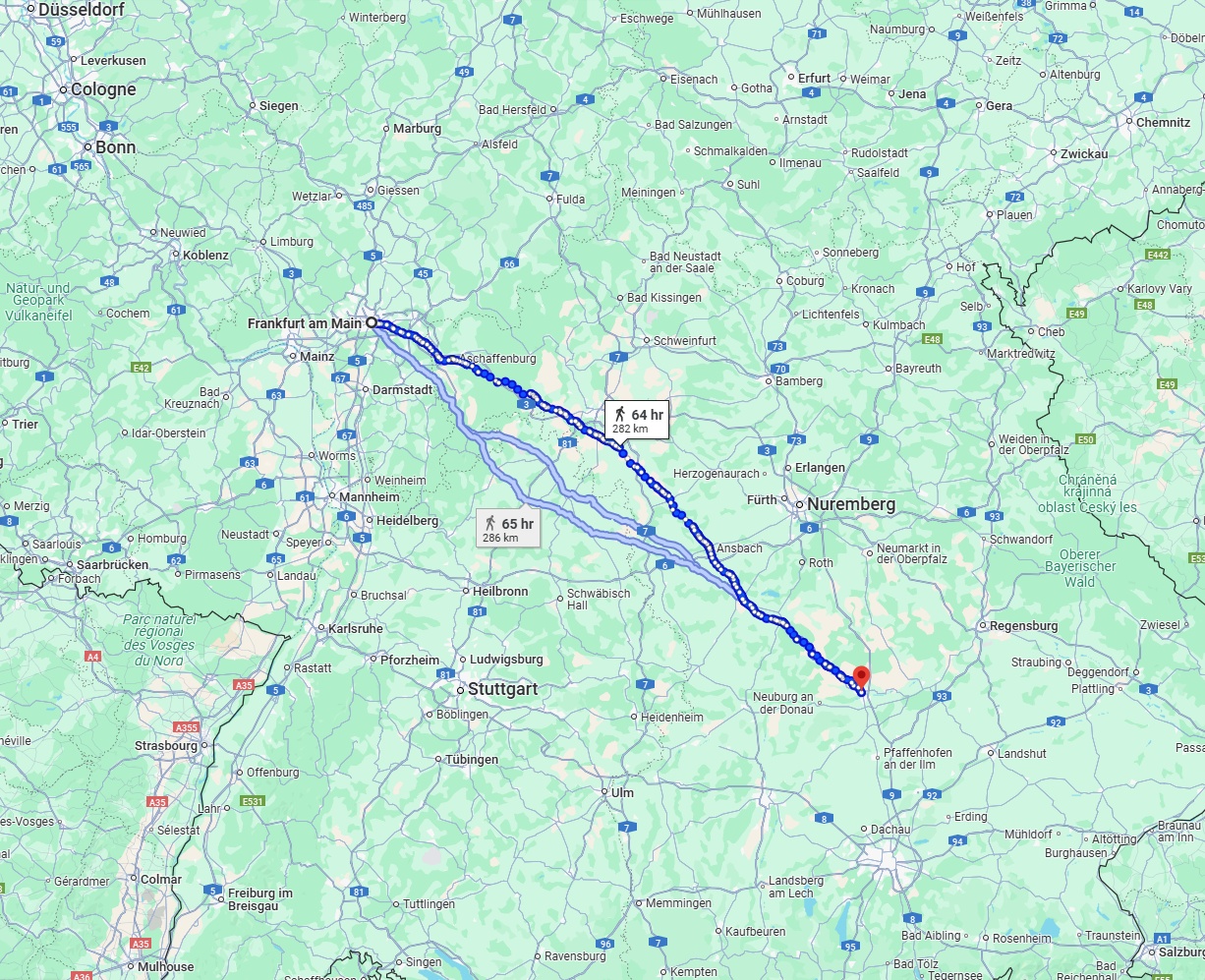 Anreise von Frankfurt am Main Zu Ingolstadt Über 