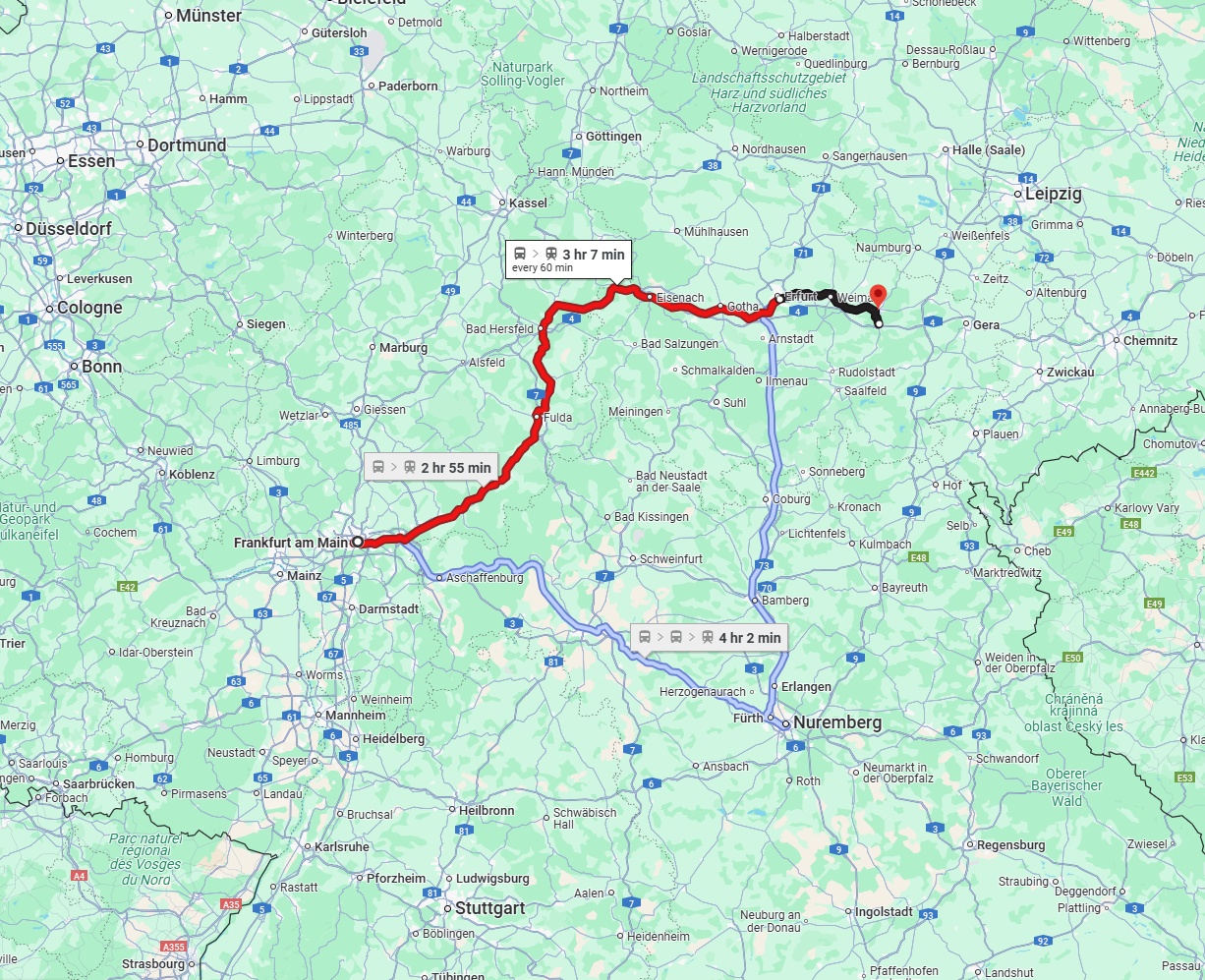 Anreise von Frankfurt am Main Zu Jena Über 