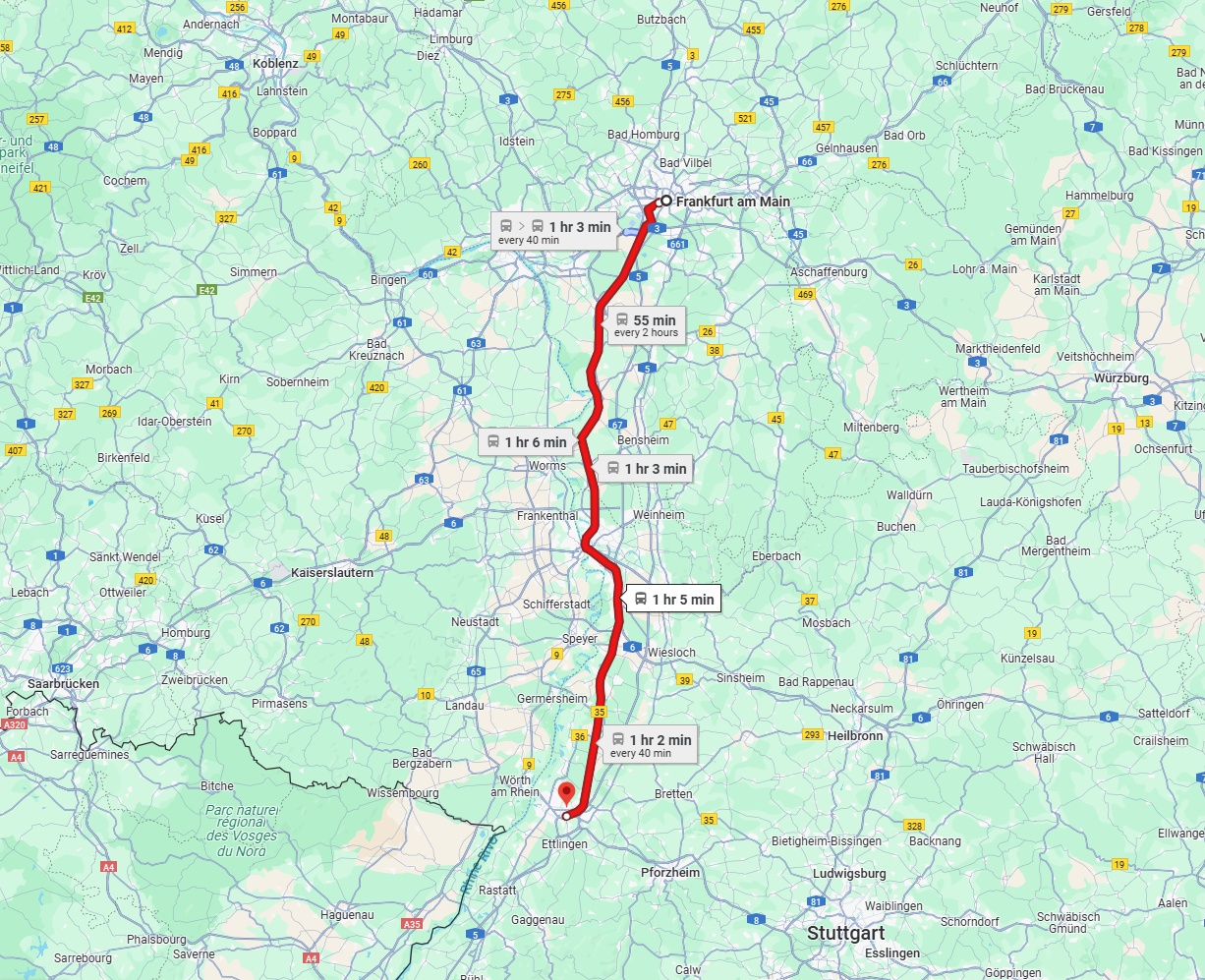 Anreise von Frankfurt am Main Zu Karlsruhe Über 