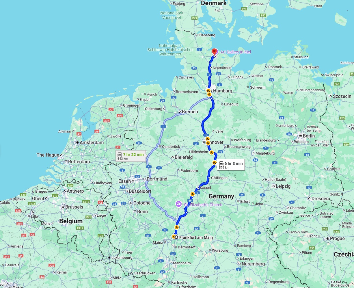 Anreise von Frankfurt am Main Zu Kiel Über via A7