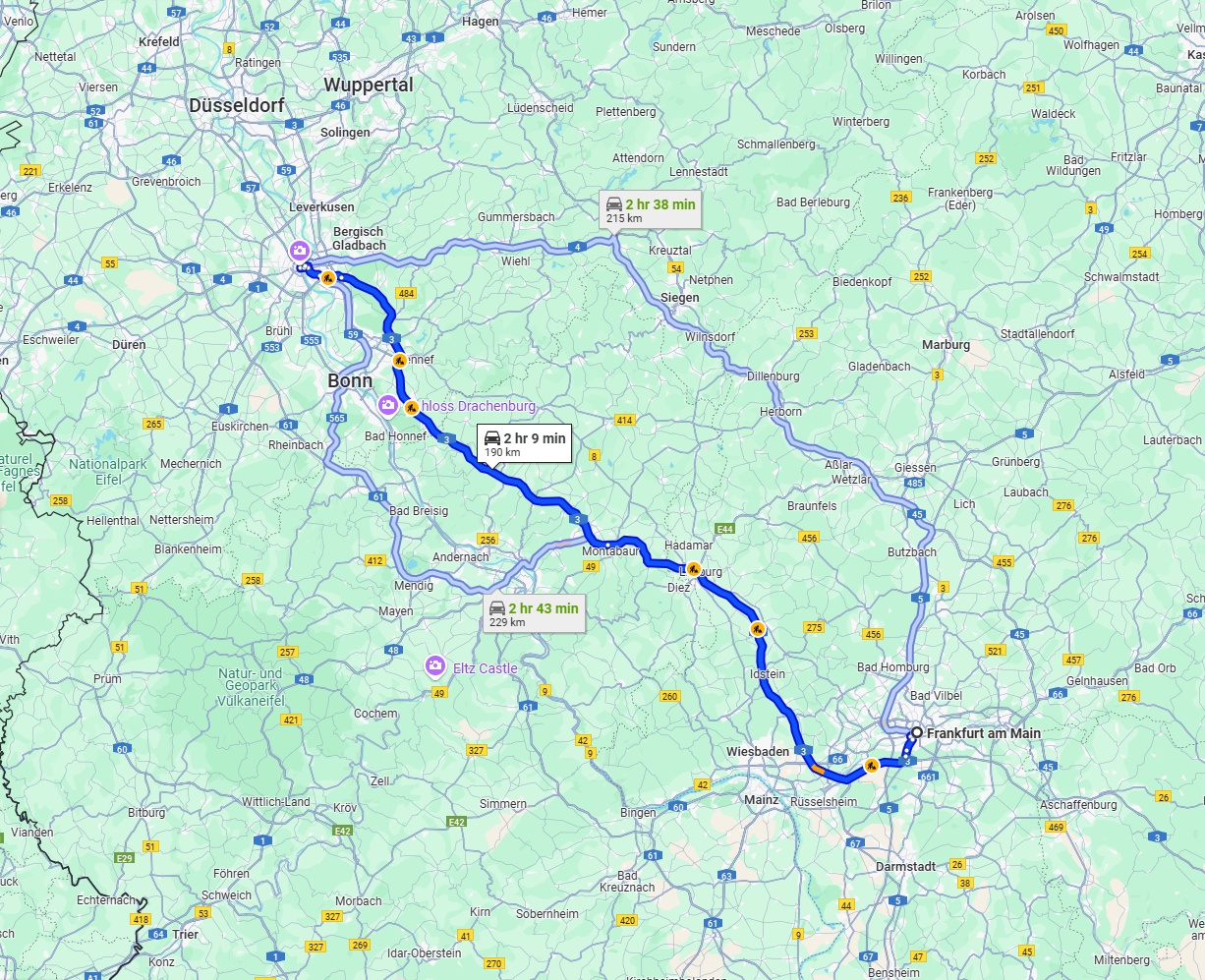 Anreise von Frankfurt am Main Zu Köln Über via A3