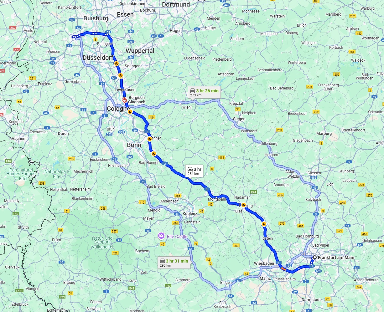 Anreise von Frankfurt am Main Zu Krefeld Über via A3