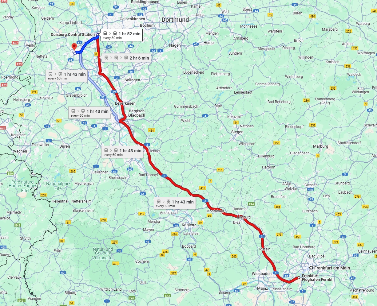 Anreise von Frankfurt am Main Zu Krefeld Über 