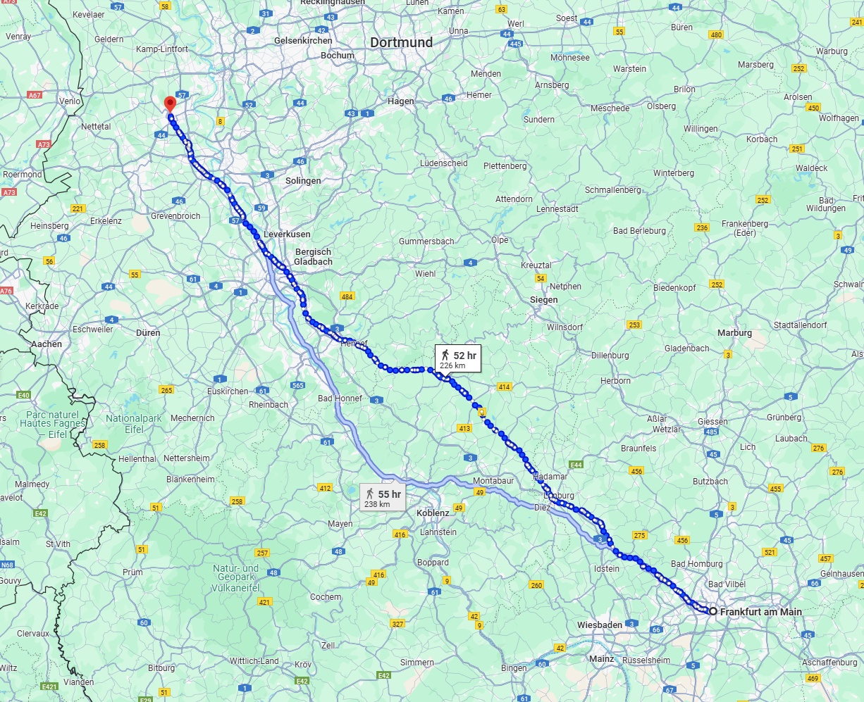 Anreise von Frankfurt am Main Zu Krefeld Über 