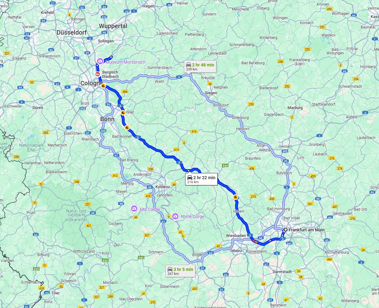 Anreise von Frankfurt am Main Zu Leverkusen Über via A3