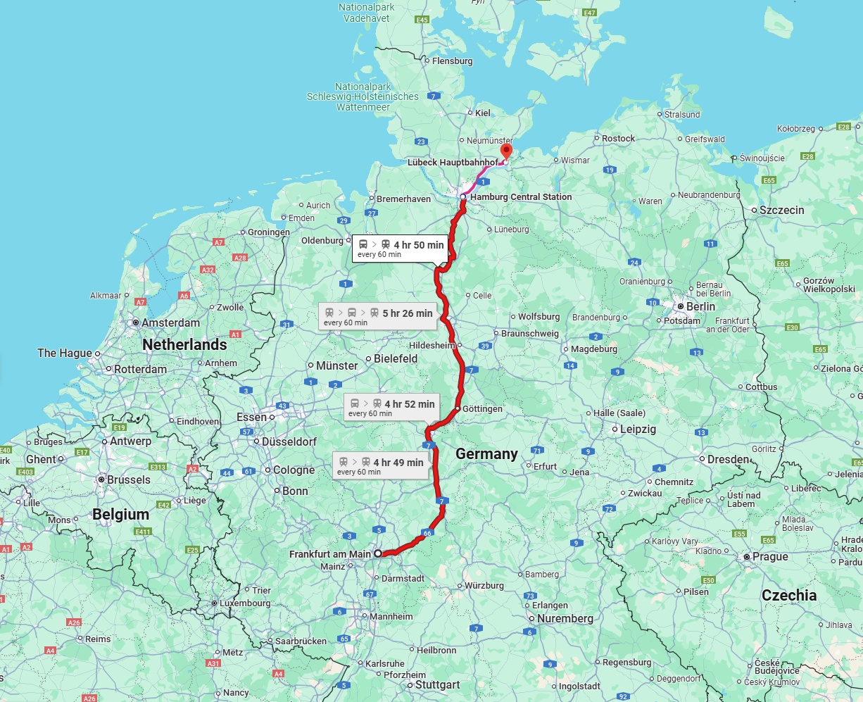 Anreise von Frankfurt am Main Zu Lübeck Über 
