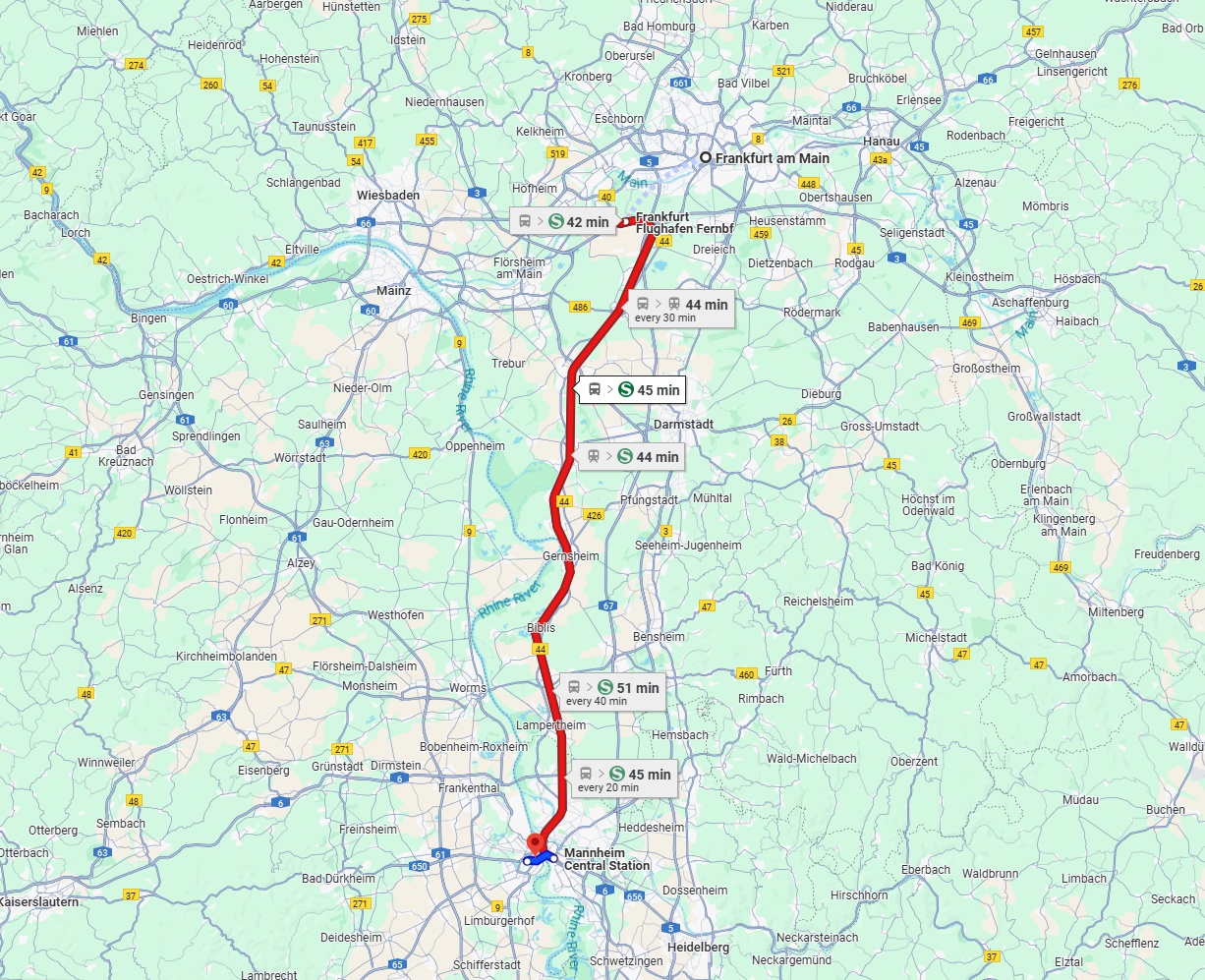 Anreise von Frankfurt am Main Zu Ludwigshafen am Rhein Über 
