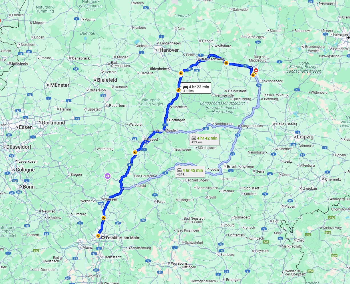 Anreise von Frankfurt am Main Zu Magdeburg Über via A7