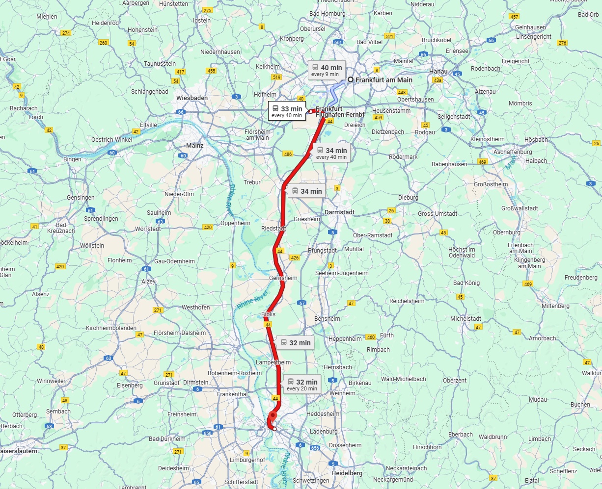 Anreise von Frankfurt am Main Zu Mannheim Über 