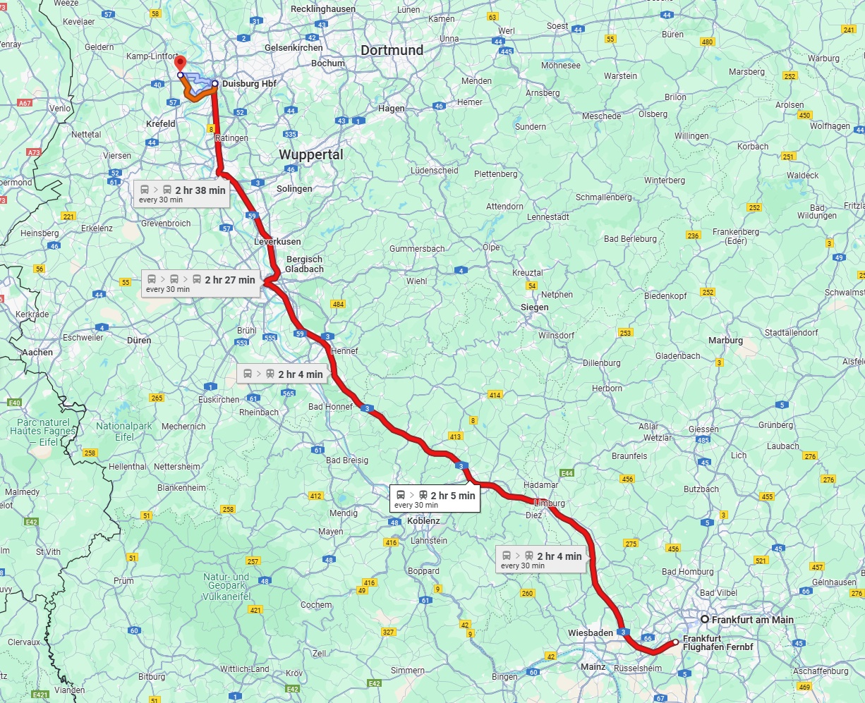 Anreise von Frankfurt am Main Zu Moers Über 