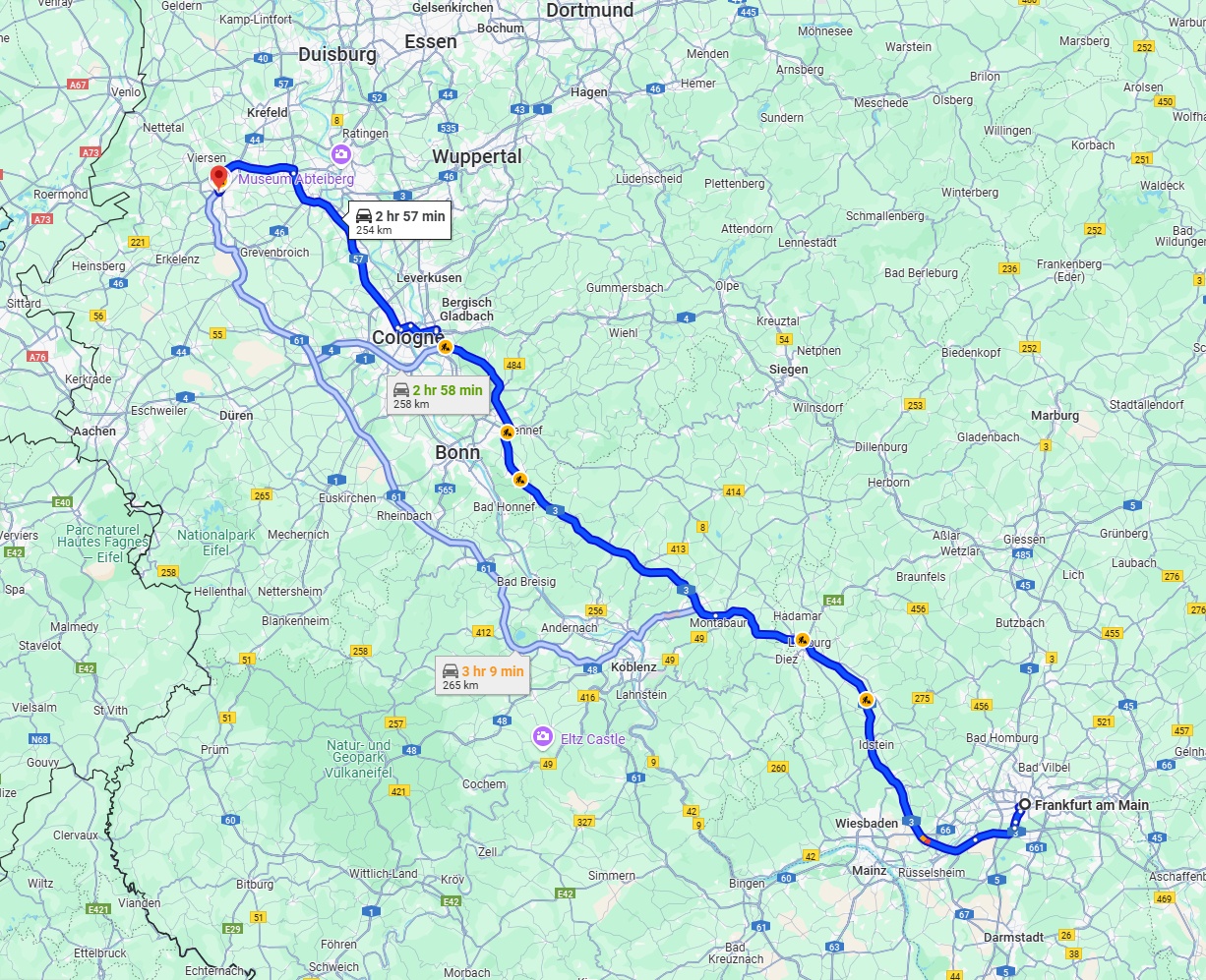 Anreise von Frankfurt am Main Zu Mönchengladbach Über via A3