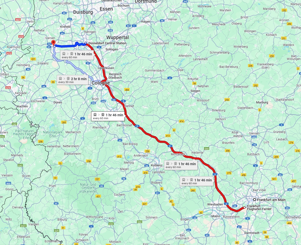 Anreise von Frankfurt am Main Zu Mönchengladbach Über 