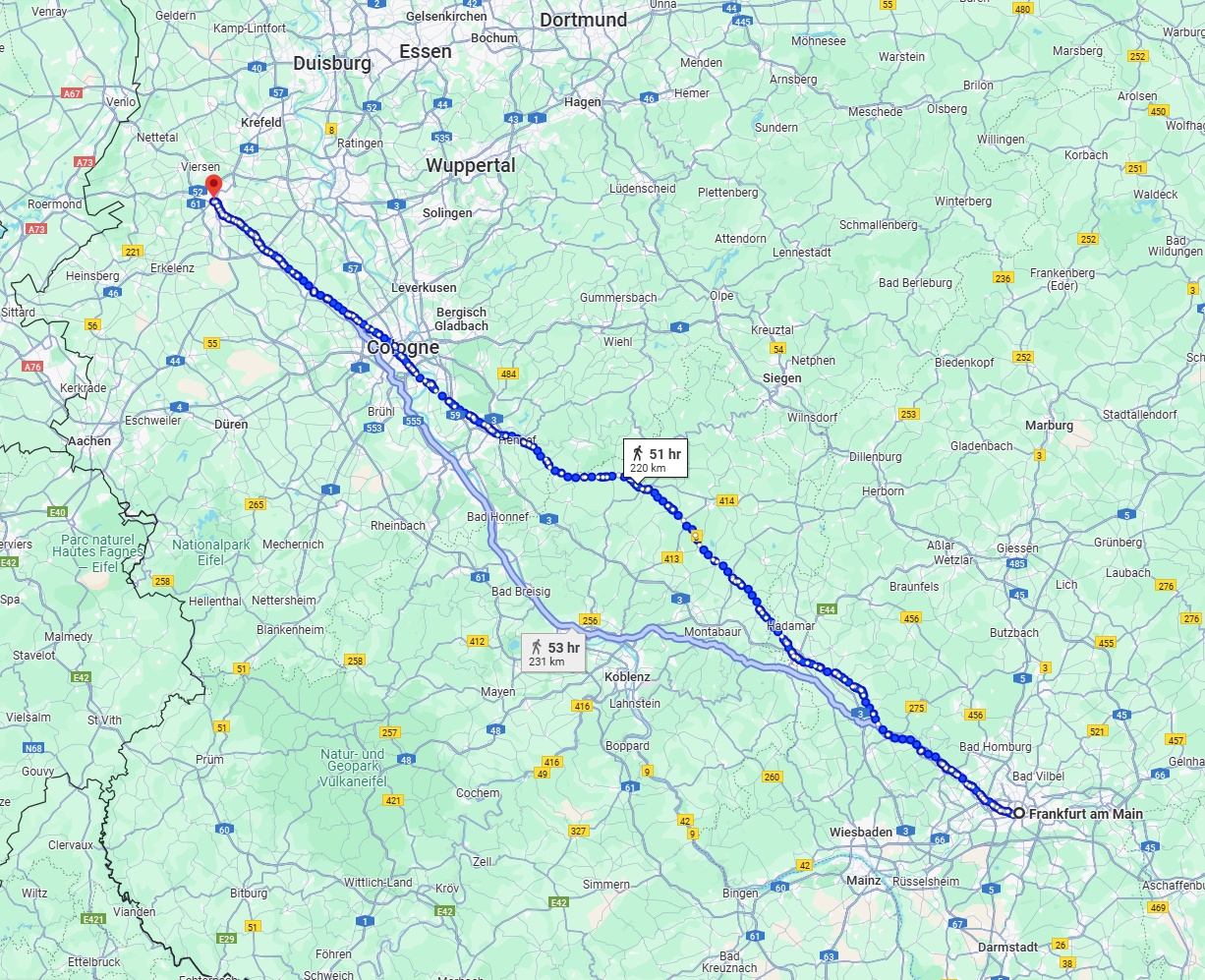 Anreise von Frankfurt am Main Zu Mönchengladbach Über 