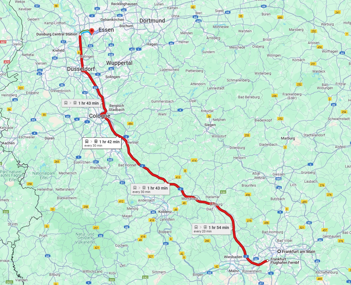 Anreise von Frankfurt am Main Zu Mülheim an der Ruhr Über 