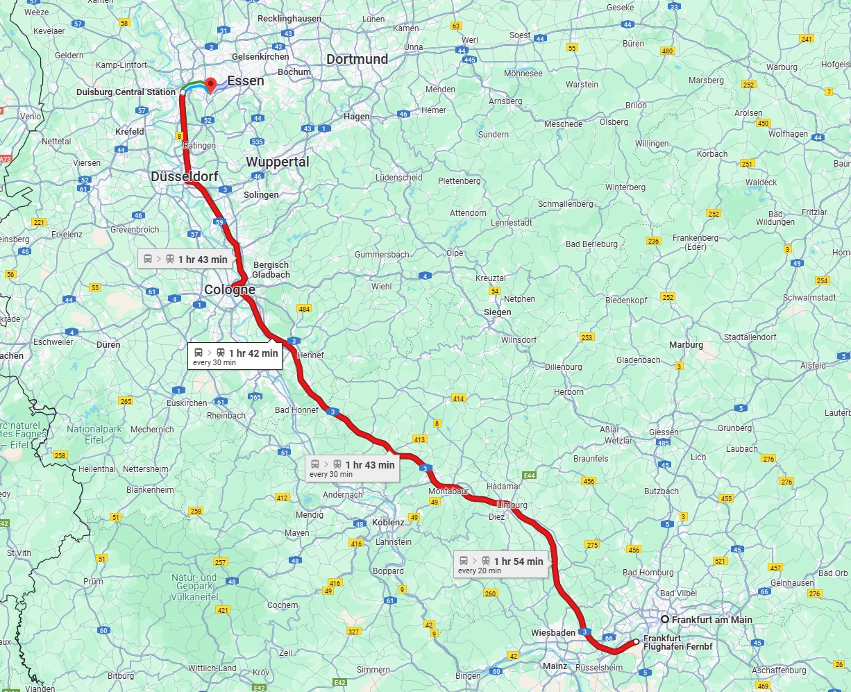 Anreise von Frankfurt am Main Zu Mülheim an der Ruhr Über 