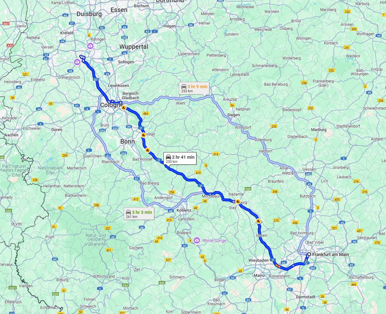 Anreise von Frankfurt am Main Zu Neuss Über via A3