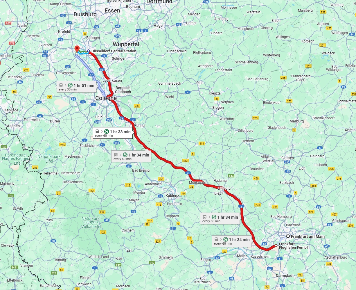 Anreise von Frankfurt am Main Zu Neuss Über 