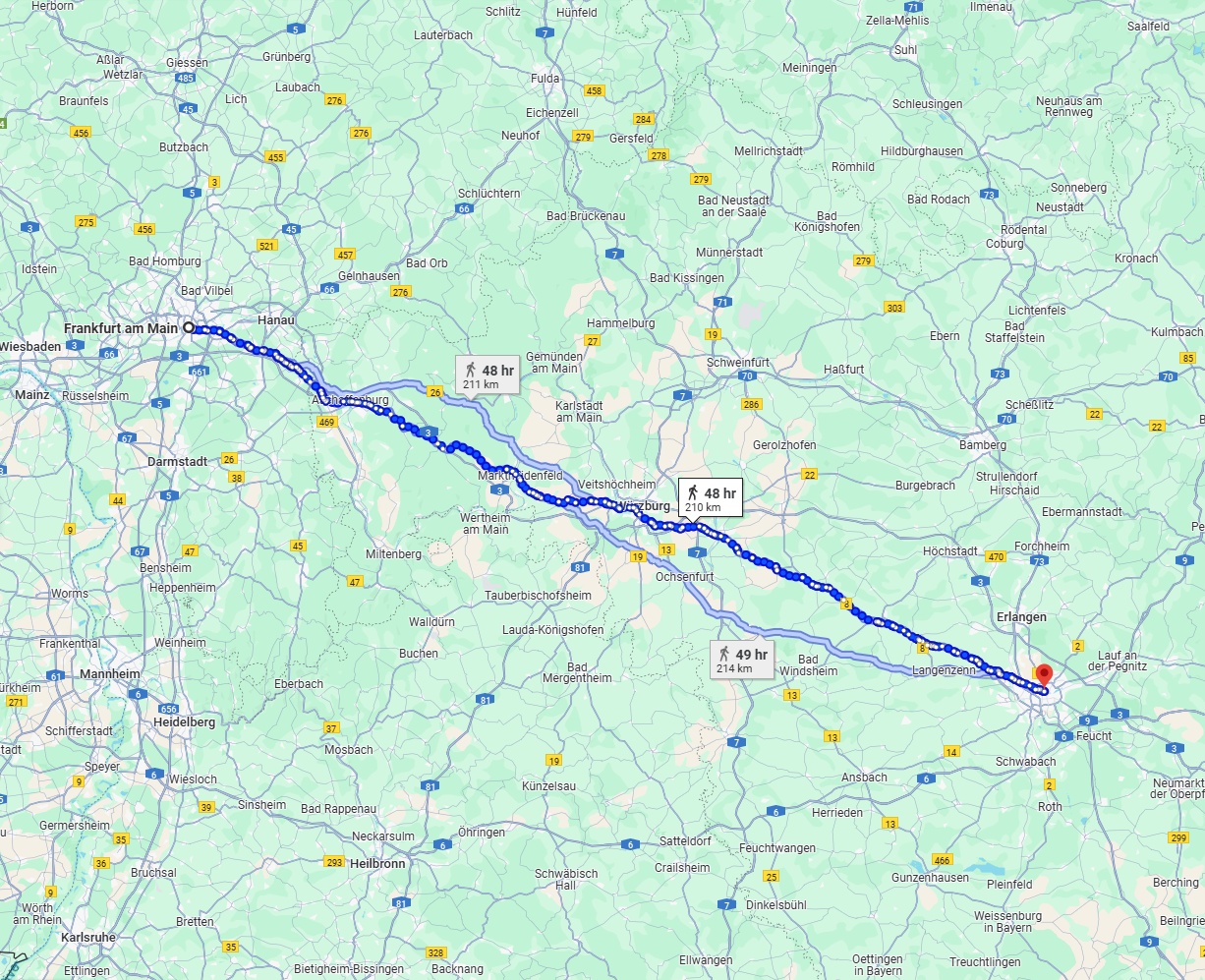 Anreise von Frankfurt am Main Zu Nürnberg Über 