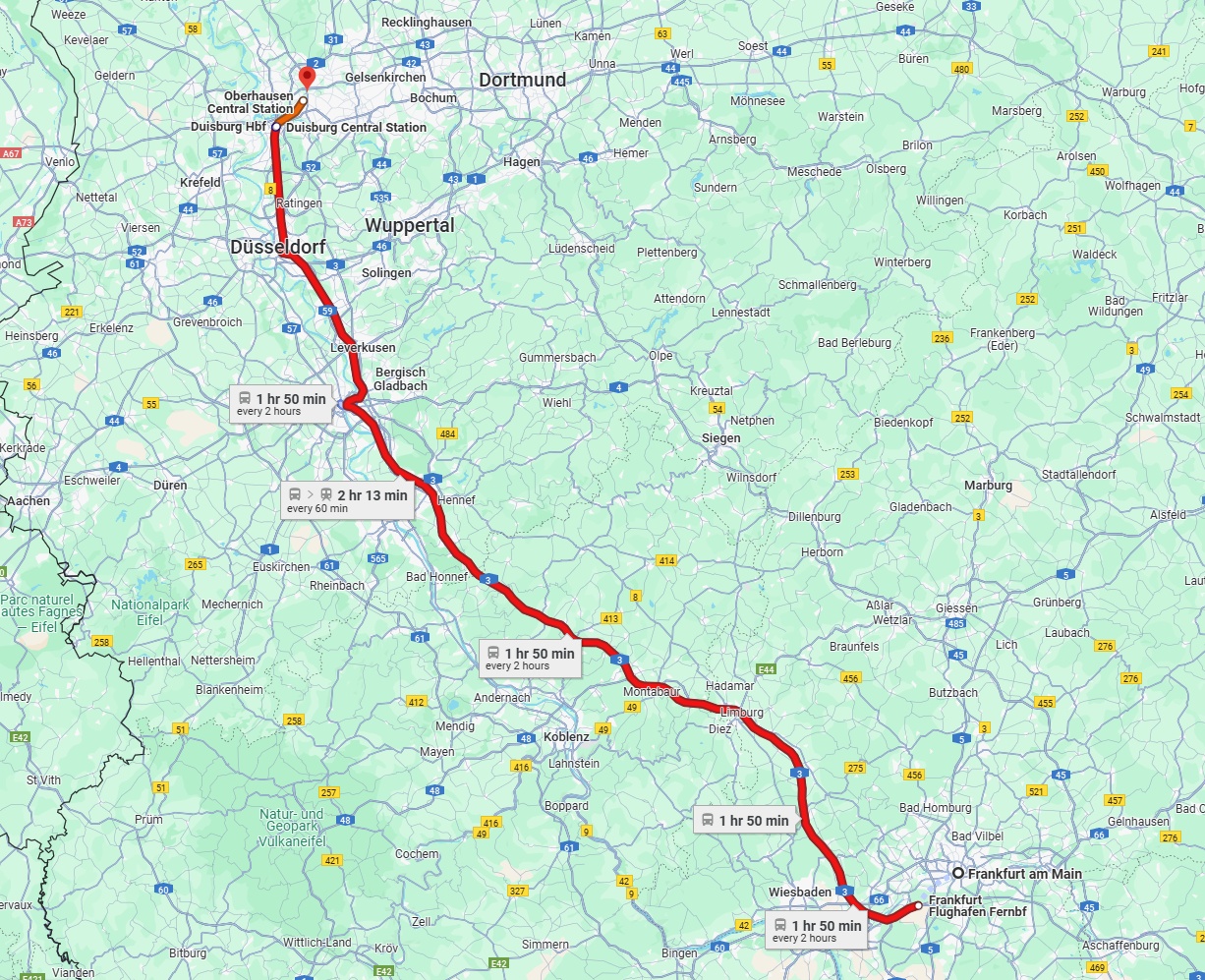 Anreise von Frankfurt am Main Zu Oberhausen Über 