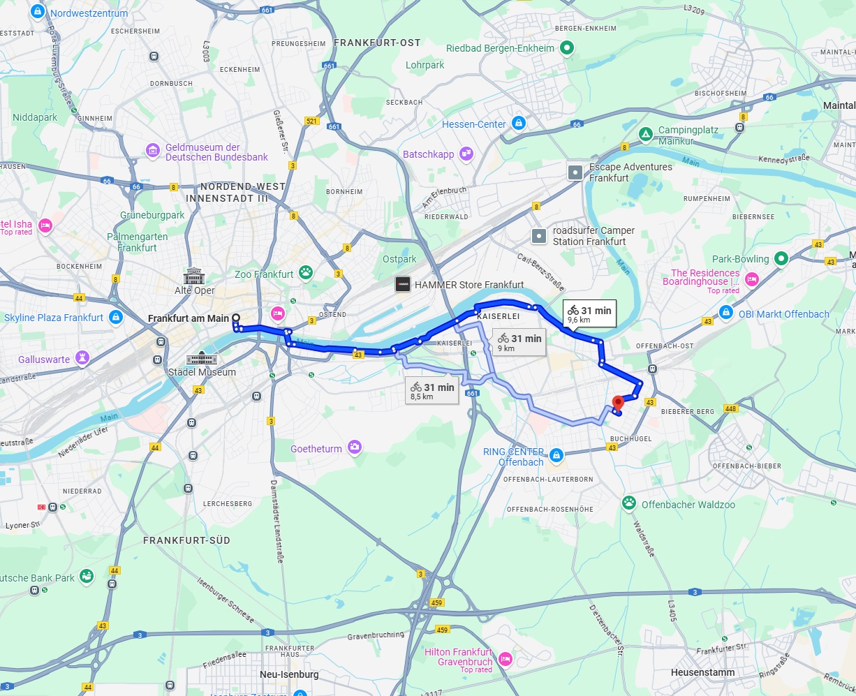 Anreise von Frankfurt am Main Zu Offenbach am Main Über 