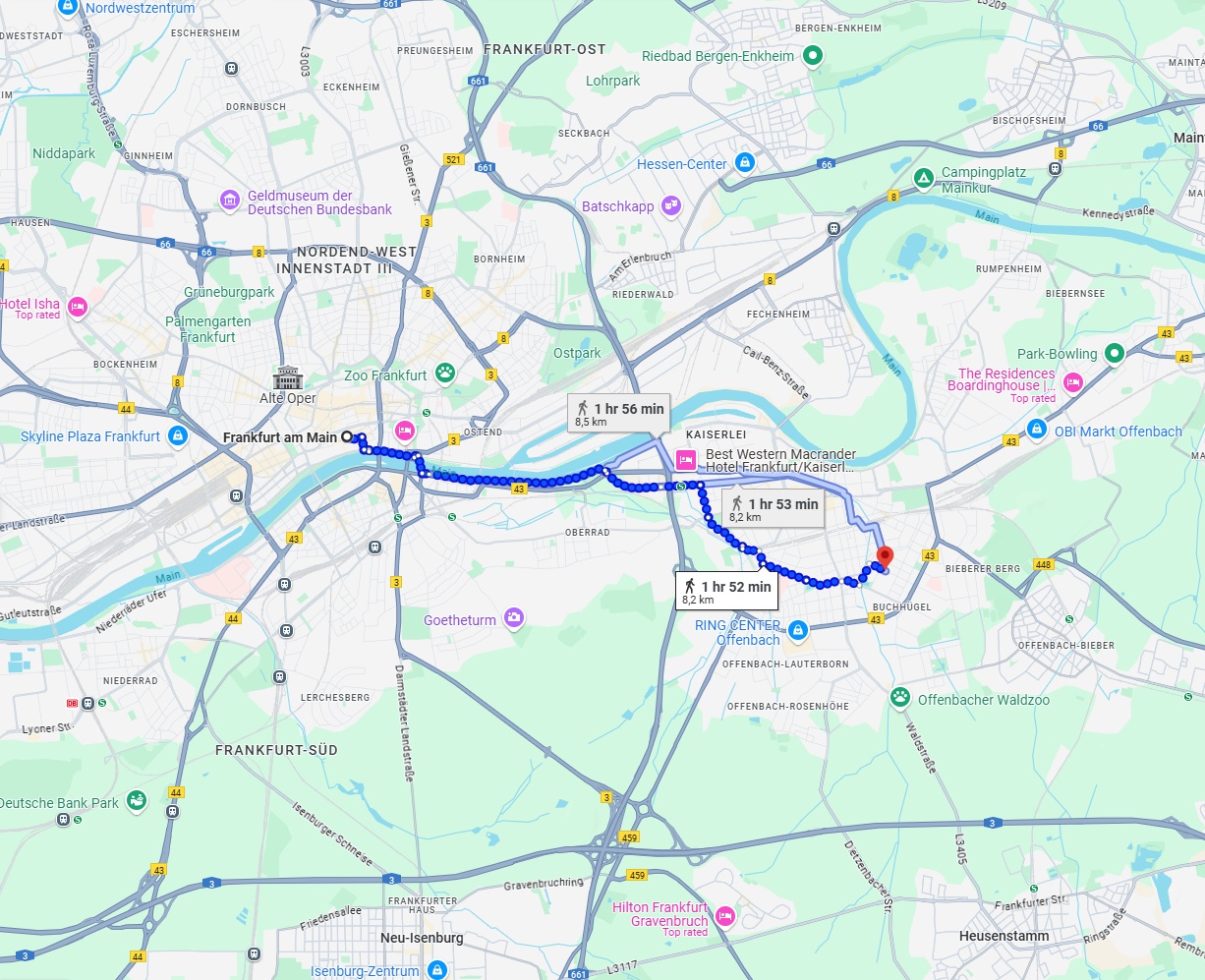 Anreise von Frankfurt am Main Zu Offenbach am Main Über 
