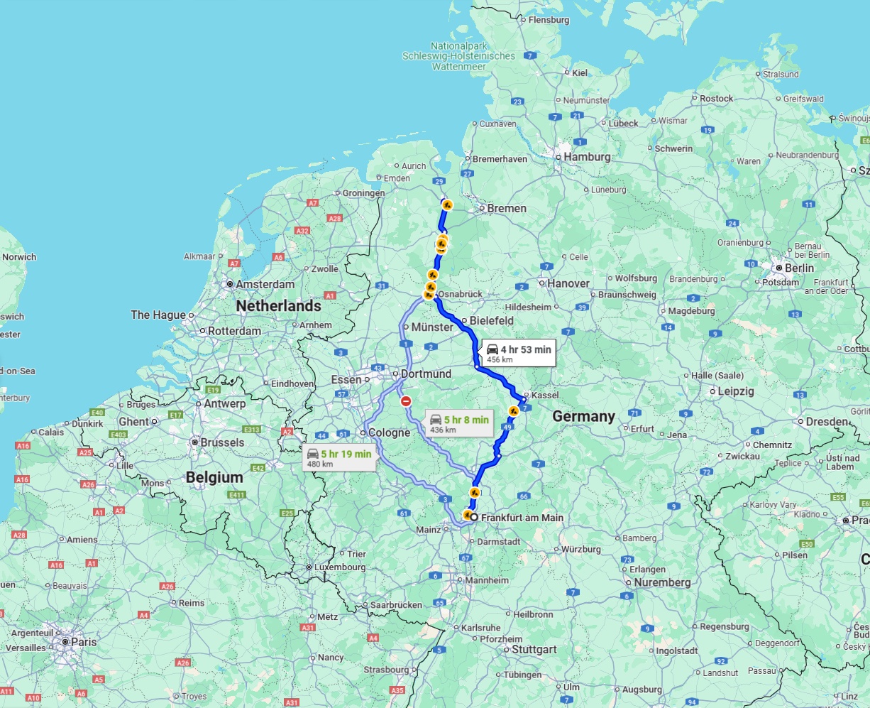 Anreise von Frankfurt am Main Zu Oldenburg Über via A33