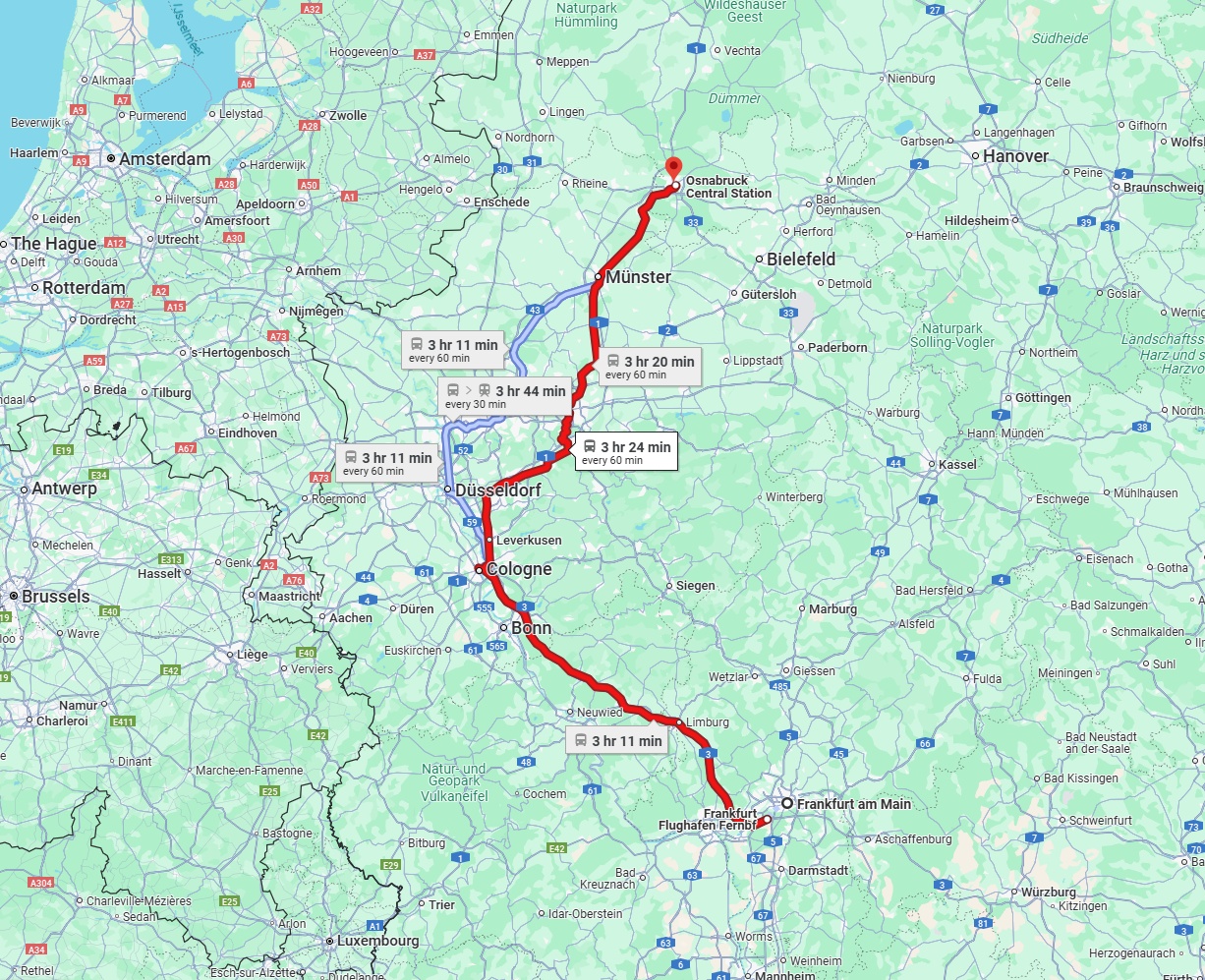 Anreise von Frankfurt am Main Zu Osnabrück Über 