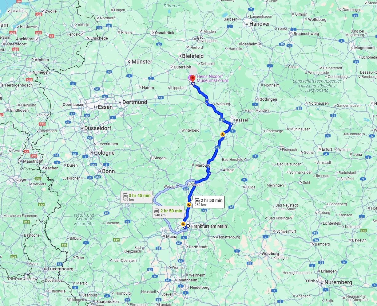Anreise von Frankfurt am Main Zu Paderborn Über via A5 and A49
