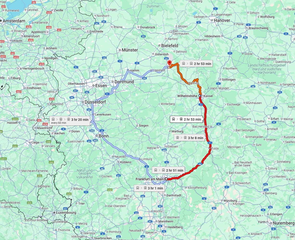 Anreise von Frankfurt am Main Zu Paderborn Über 