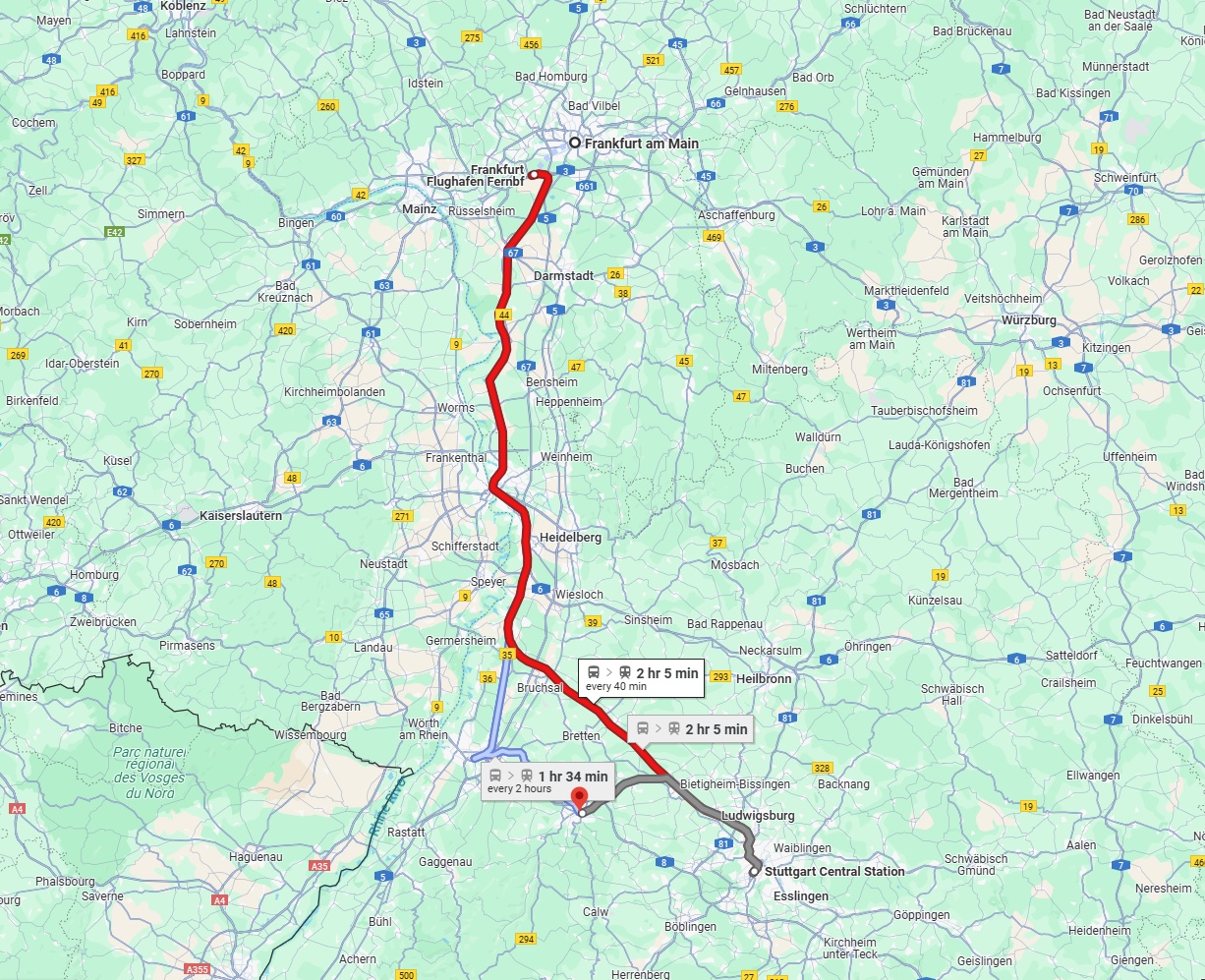 Anreise von Frankfurt am Main Zu Pforzheim Über 