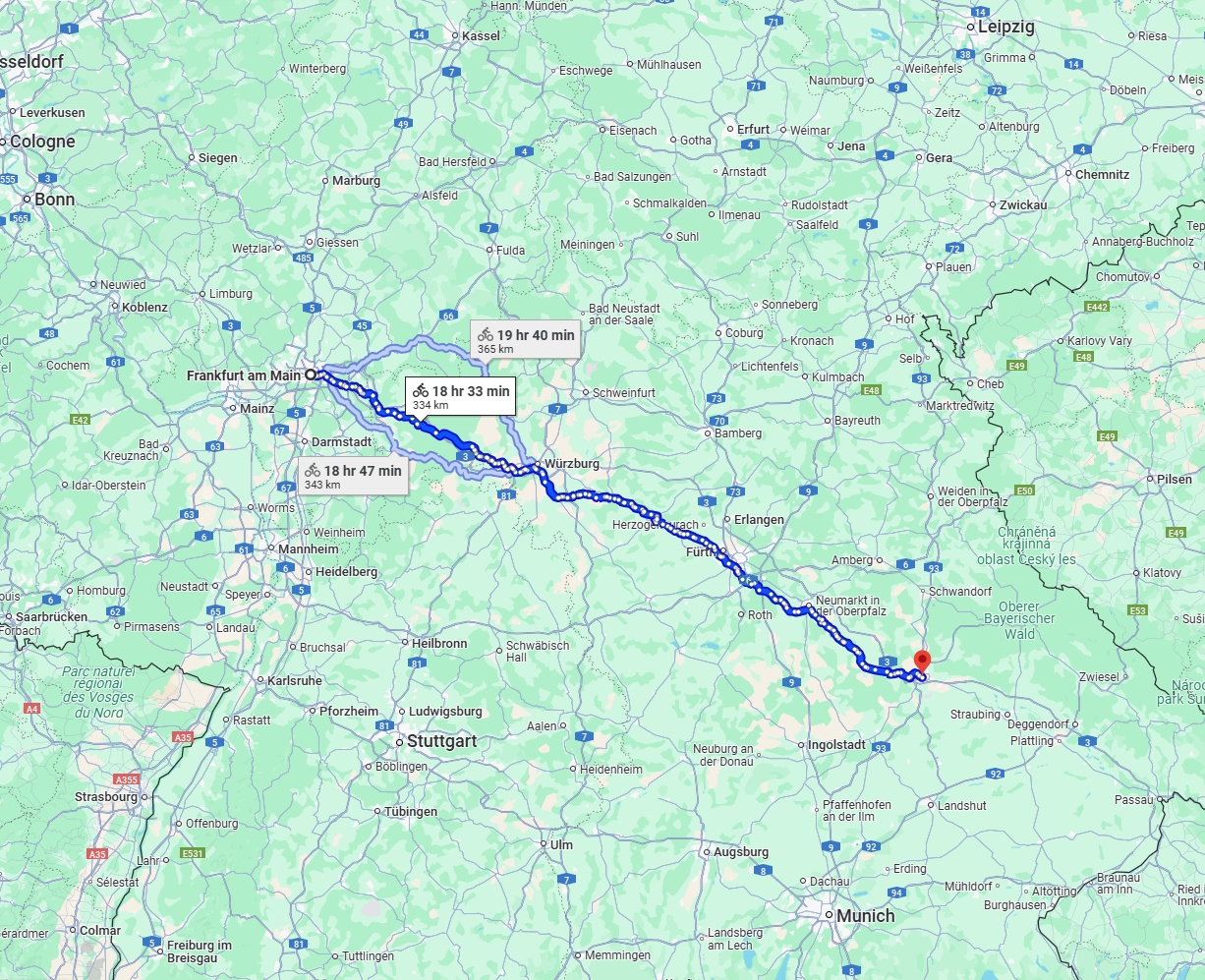 Anreise von Frankfurt am Main Zu Regensburg Über 